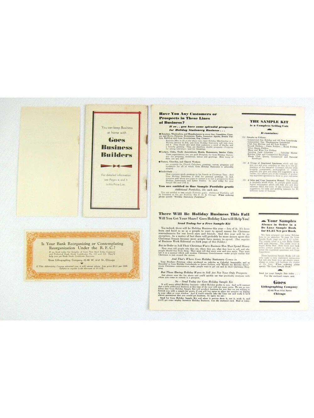 Goes Lithography Company Chicago Advertising Samples & Price List Booklet 1934